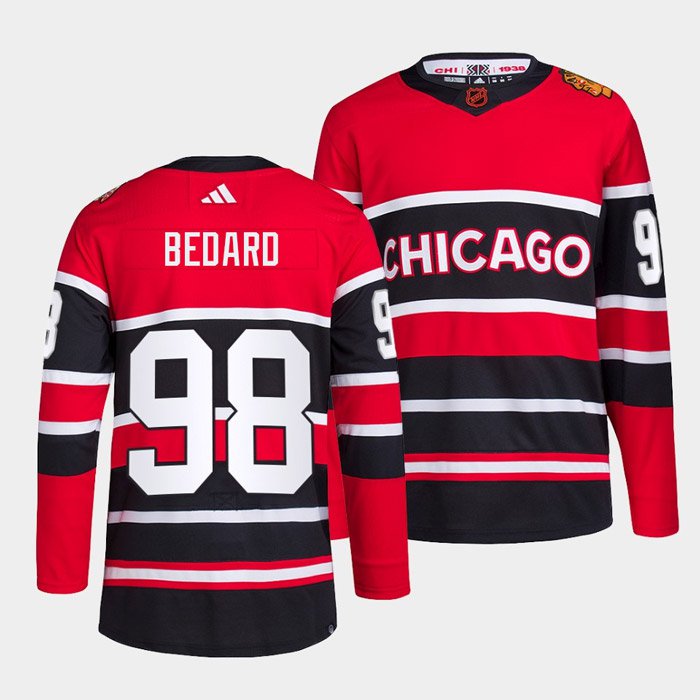 Men's Chicago Blackhawks #98 Connor Bedard Black 2020-21 Reverse Retro Alternate Hockey Jersey
