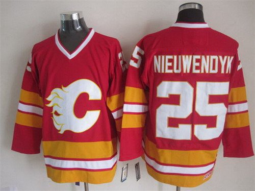 Men's Calgary Flames #25 Joe Nieuwendyk Red Throwback CCM Jersey