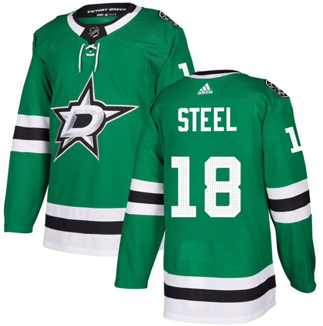 Men's Dallas Stars #18 Sam Steel Green Stitched Hockey Jersey
