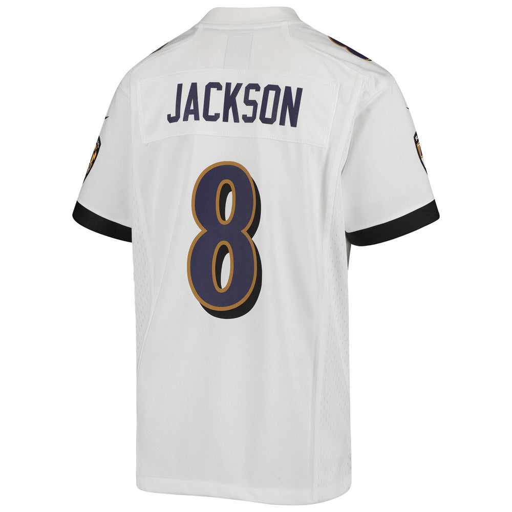 Youth Baltimore Ravens Lamar Jackson Game Jersey- White