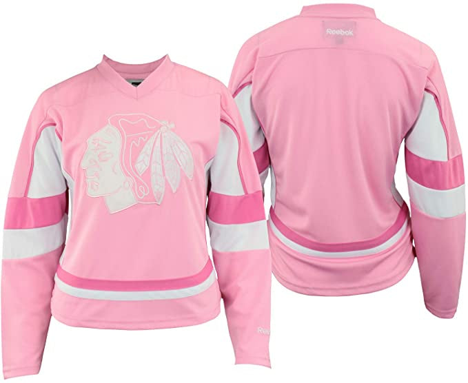 Youth Girls Chicago Blackhawks Pink Replica Player Jersey