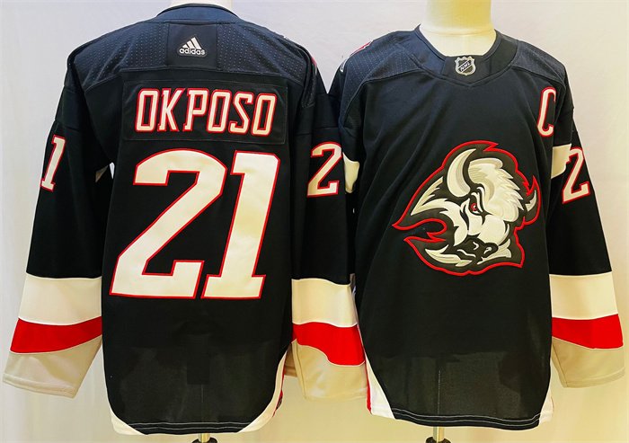 Men's Buffalo Sabres #21 Kyle Okposo 2022-23 Black Stitched Hockey Jersey