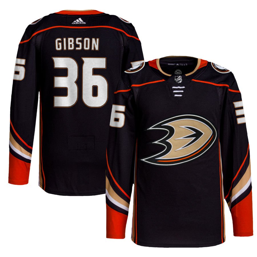 Anaheim Ducks #36 John Gibson Black Home Authentic Jersey