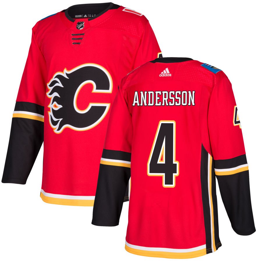 Calgary Flames #4 Rasmus Andersson Red Home Authentic Jersey