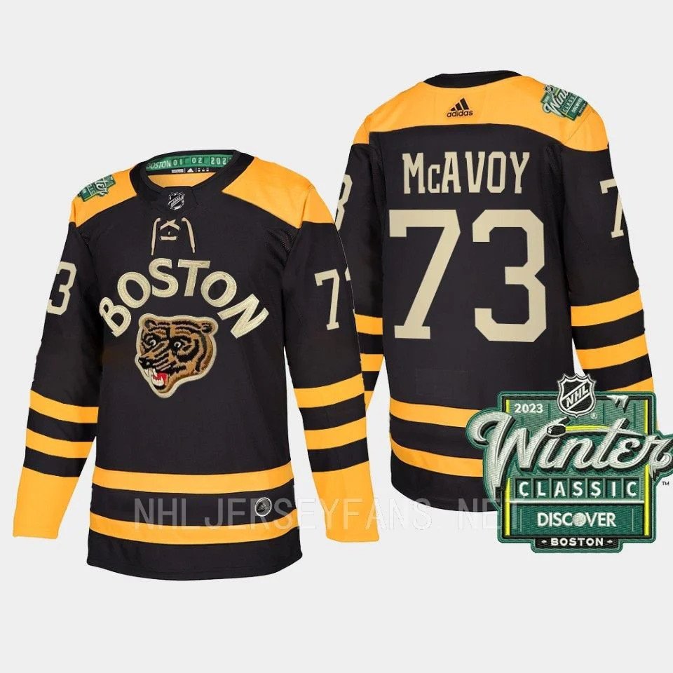 Men's Boston Bruins #73 Charlie McAvoy 2023 Winter Classic Black Authentic Stitched Jersey